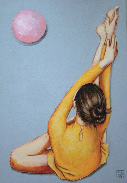 Living room painting by Renata Magda titled Pink ball