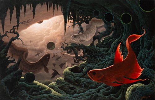 Obraz do salonu artysty Jacek Stępień pod tytułem Kompozycja z rybami