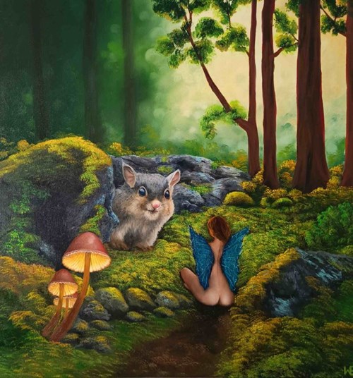 Living room painting by Ewelina Wasilewska titled Tales from the Forest