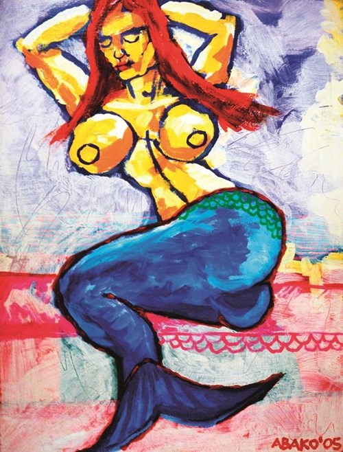 Living room painting by Witold Abako titled Mermaid