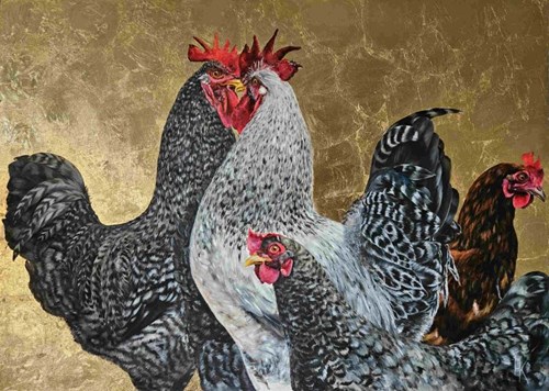 Living room painting by Khrystyna Hladka titled Hens