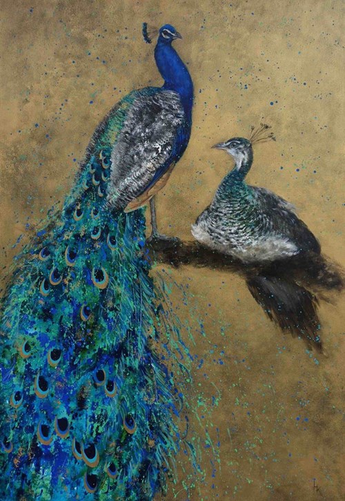 Living room painting by Khrystyna Hladka titled From Peacocks series