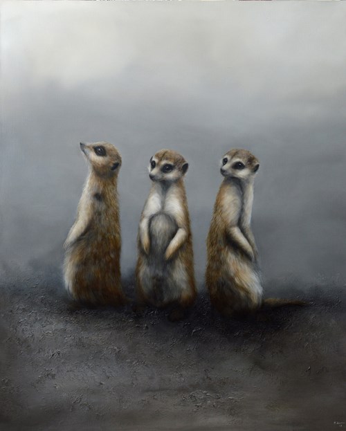 Living room painting by Klaudia Choma titled Meerkats