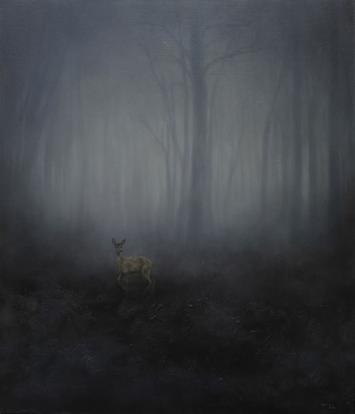 Living room painting by Klaudia Choma titled In This Evening Mist