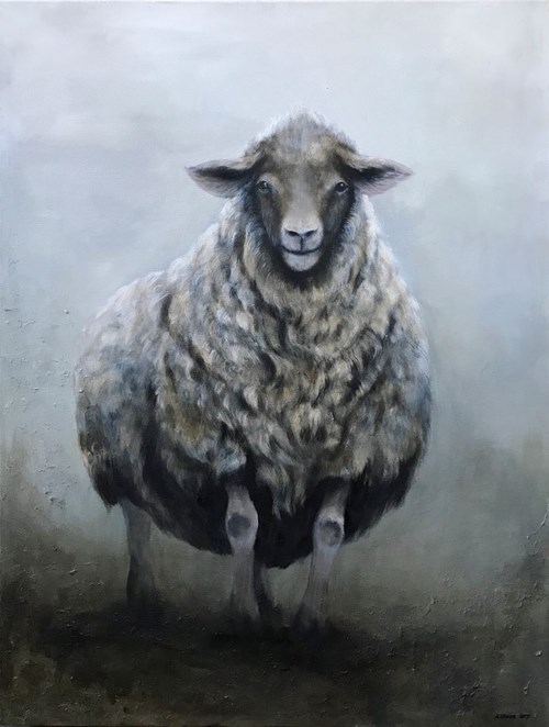Living room painting by Klaudia Choma titled Sheep