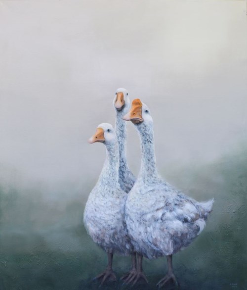 Living room painting by Klaudia Choma titled Gooses, Come Home!