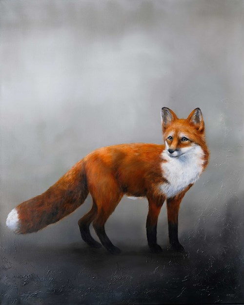 Living room painting by Klaudia Choma titled I am the Red Fox