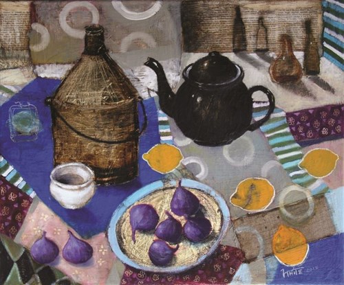 Living room painting by Inez White titled Still life with figs