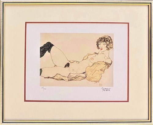 Grafika do salonu artysty Egon Schiele pod tytułem Akt (heliograwiura)