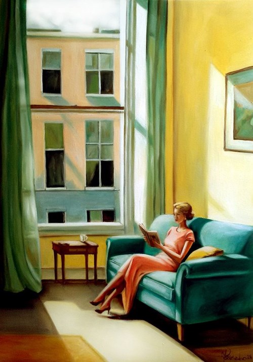 Living room painting by Joanna Buszko titled Between Words II