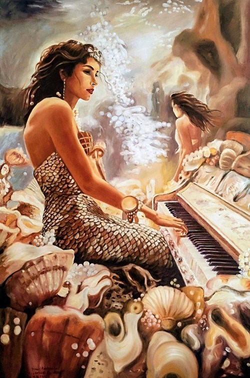 Living room painting by Joanna Rzadkowska titled Concert of the Soul