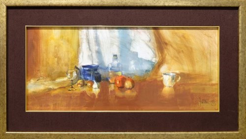 Living room painting by Michał Smółka titled Still Nature With White Cup