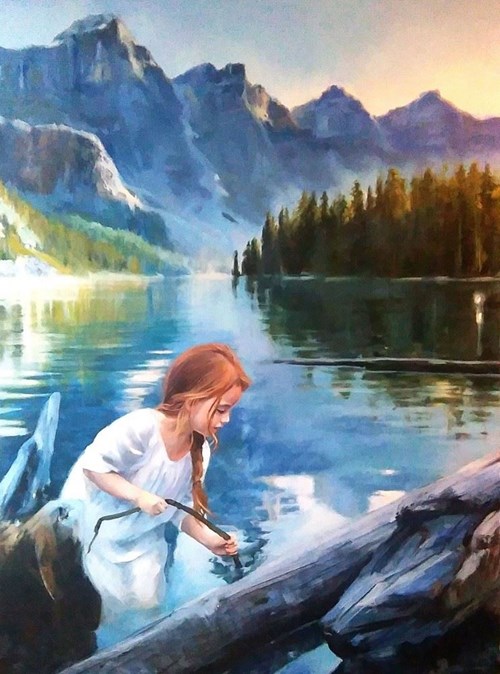 Obraz do salonu artysty Barbara Olszewska pod tytułem Patykiem po wodzie