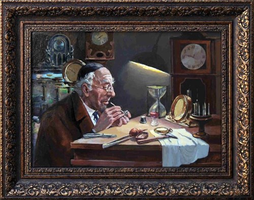 Living room painting by Evgeny Lunov titled Watchmaker