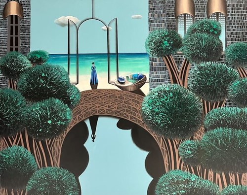 Obraz do salonu artysty Agata Padol pod tytułem Dziewczyna na wyspie