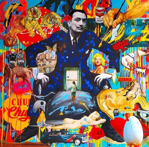 Living room painting by Antonio Falco titled Camprodon Life like Salvador Dali