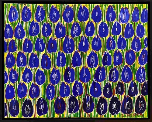 Obraz do salonu artysty Edward Dwurnik pod tytułem Kobaltowe tulipany