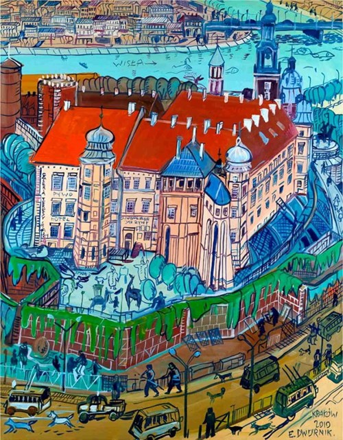 Grafika do salonu artysty Edward Dwurnik pod tytułem Kraków