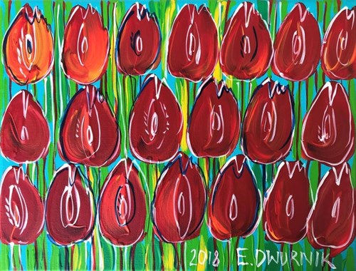 Obraz do salonu artysty Edward Dwurnik pod tytułem Czerwone tulipany