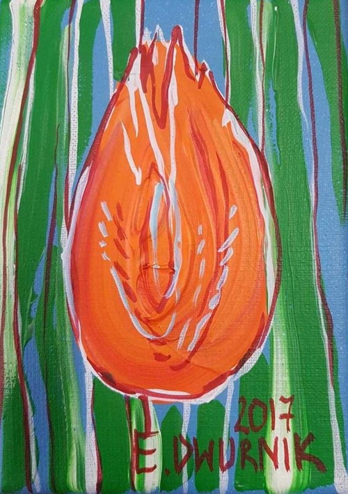 Obraz do salonu artysty Edward Dwurnik pod tytułem Mały pomarańczowy tulipan