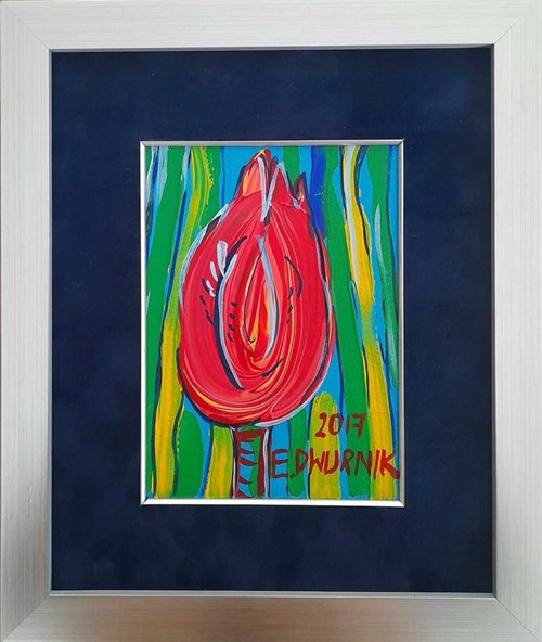 Obraz do salonu artysty Edward Dwurnik pod tytułem Czerwony tulipan III