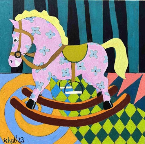 Living room painting by David Schab titled rocking horse