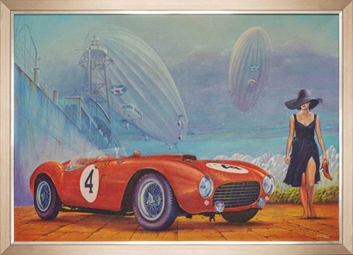 Living room painting by Krzysztof Tanajewski titled 1954 Ferrari 375 Plus