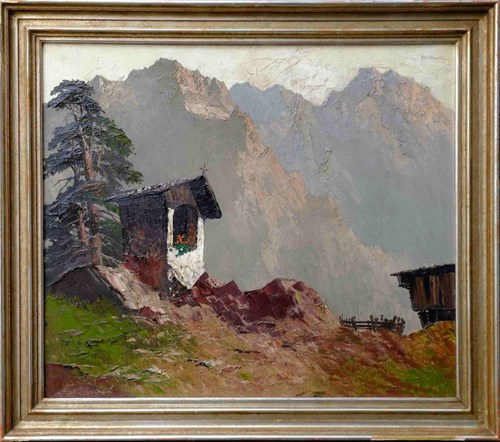 Obraz do salonu artysty Georg Arnold-Graboné pod tytułem Kapliczka w Tyrolu