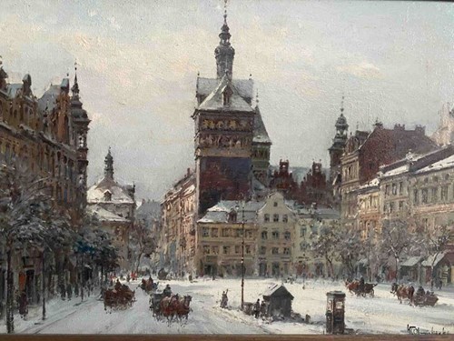 Obraz do salonu artysty Władysław Chmieliński pod tytułem Zimowy widok miejski