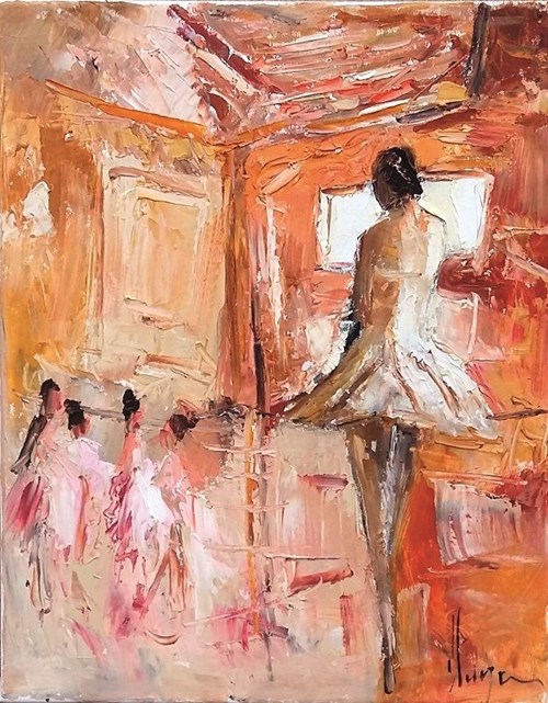 Living room painting by Dominique Kleiner titled Danseuses