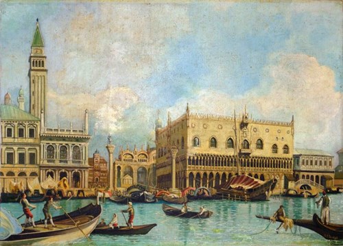 Obraz do salonu artysty R.O. Suschal pod tytułem Widok na Pałac Dożów w Wenecji według Canaletta, XIX w.