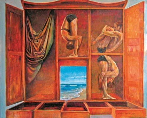 Living room painting by Andrzej Wroński titled lost