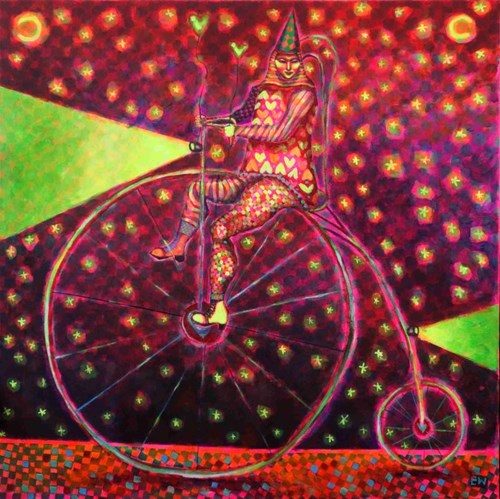 Living room painting by Emilia Waszak titled Bicycle II