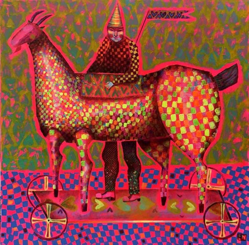 Living room painting by Emilia Waszak titled Don Quixote
