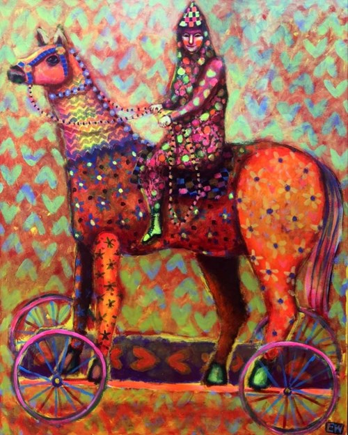 Living room painting by Emilia Waszak titled An errant horse