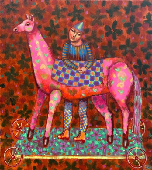 Living room painting by Emilia Waszak titled A tender horse