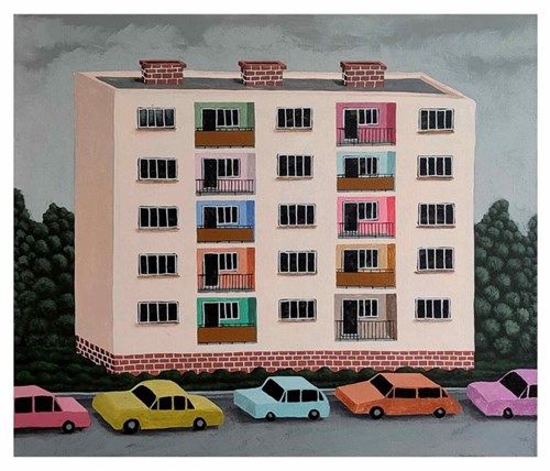 Living room painting by Tomasz Radecki titled Block of Flats
