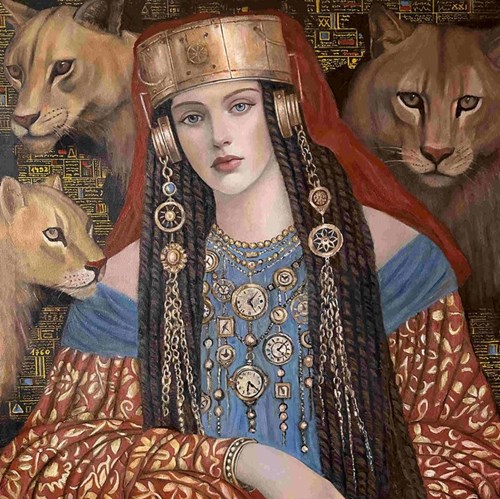 Living room painting by Grażyna Krzemińska titled Michalda, Queen of Sheba