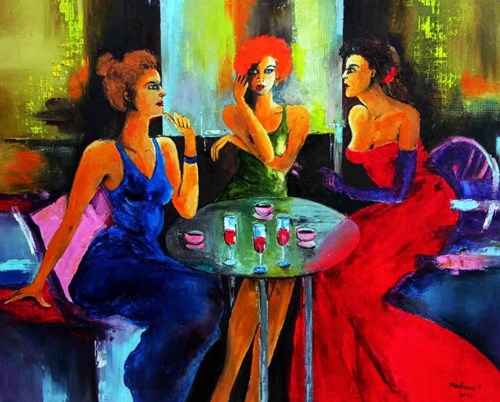 Obraz do salonu artysty Tadeusz Machowski pod tytułem Ladies at cafe