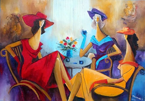 Obraz do salonu artysty Tadeusz Machowski pod tytułem Spotkanie przy kawie