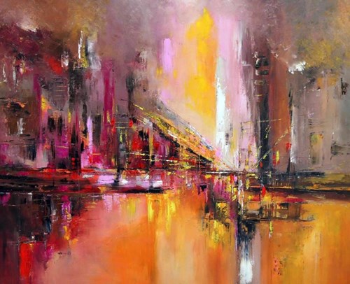 Living room painting by Tadeusz Machowski titled City of joy