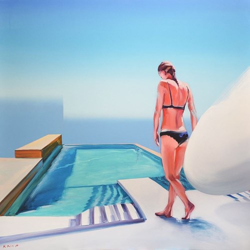 Living room painting by Rafał Knop titled Madame Sofi AE 02  from "Swimming Pool" series