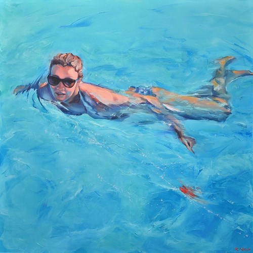 Obraz do salonu artysty Rafał Knop pod tytułem Madame Ev 09 z cyklu "Swimming Pool"