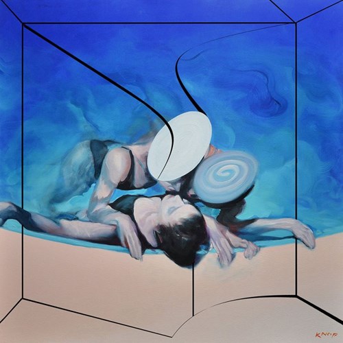 Living room painting by Rafał Knop titled Ultramarine XXI from series Swimming Pool
