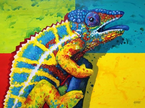Living room painting by Robert Konrad titled Chameleon