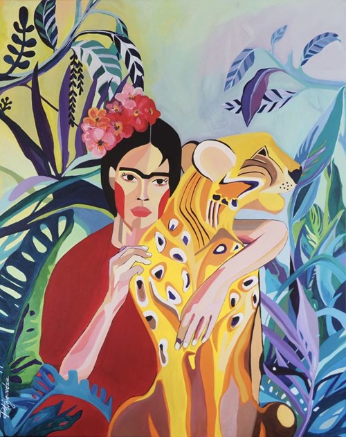 Living room painting by Paulina Wojewodzic titled Untamed Frida