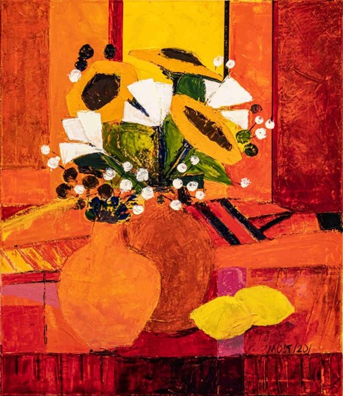 Living room painting by Michał Ostaniewicz titled Still life with two lemons