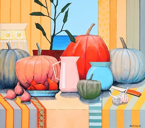 Living room painting by Michał Ostaniewicz titled Warm end of summer