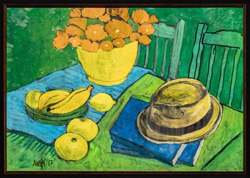 Living room painting by Michał Ostaniewicz titled Summer - still life with tropical fruits