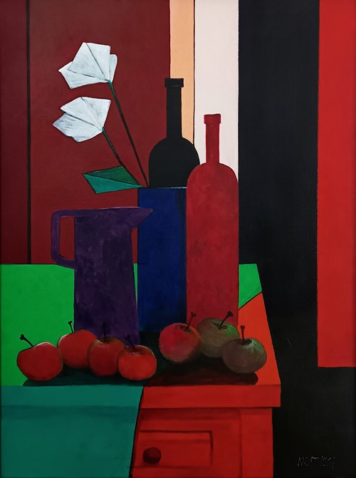 Living room painting by Michał Ostaniewicz titled Still life